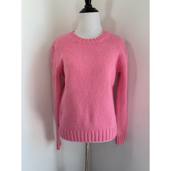 J.CREW Sweaters - J CREW Fisherman Sweater S Wool Blend Bubblegum Pink Thick Knit Crew Neck